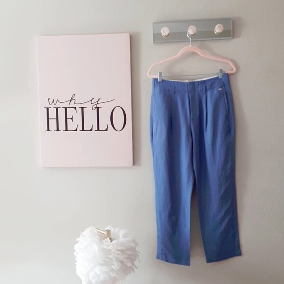 NWT Scotch & Soda blue linen blend cropped pleated trousers, M - Picture 11 of 12